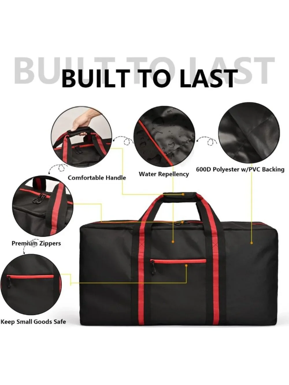 100L Large Red Duffle Bag - Travel, Overnight, Weekender, Camping & Storage